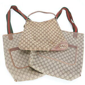 Gucci GG Canvas Supreme Sherry Leather Tote Business